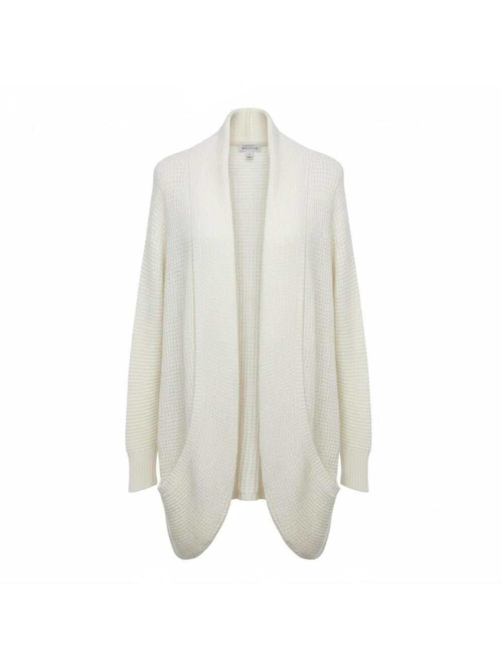 Market & Spruce Cream Waffle Knit Cardigan Open Front Cozy Long L